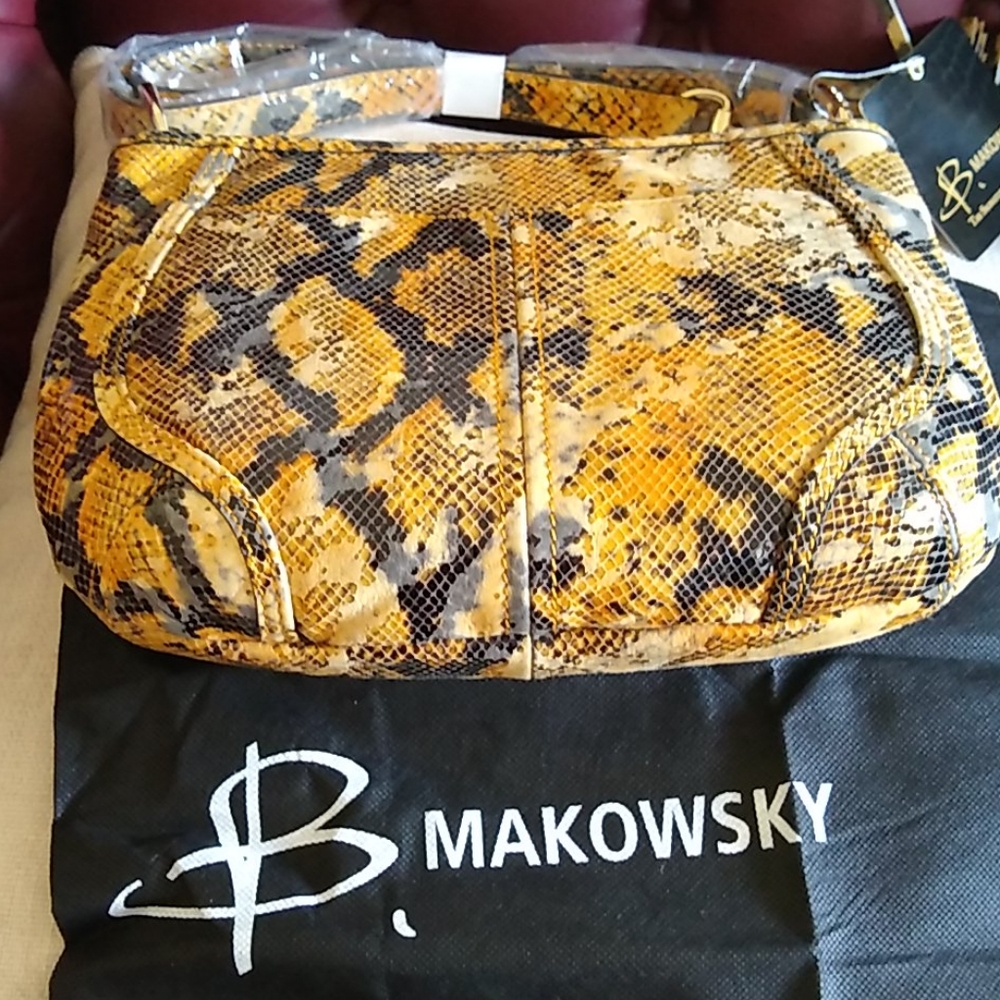 B Makowsky python print leather purse